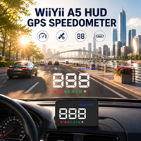 WiiYii A5 Compteur de vitesse GPS HUD pour pare-brise, double affichage, écran LED de 3,5 pouces, connexion Type-C, universel pour toutes les voitures