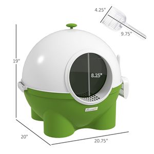 Lettiera Grande con Coperchio Verde Scuro e Coperchio a Cappuccio, in Materiale PP Pet-Friendly, 20.9"L X 20.1"W X 18.9"H, con Maniglia Superiore per Facile Rimozione della Sabbia - Product Image 3