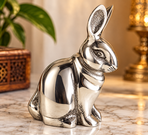 Figura de Conejo Plateada Pulida, Elegante Escultura de Conejo de Metal, Decoración de Mesa para el Hogar u Oficina, Estatua de Animal Moderna, Decoración de Lujo - Product Image 5