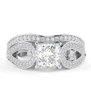 Princess Cut Lab Grown Diamond Cute Bridal Engagement <b>Set</b> <b>Ring</b> in Rose Gold for <b>Women</b> - Product Image 1