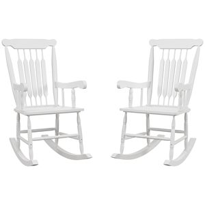Set di 2 Sedie a Dondolo da Giardino in Legno Bianco con Schienale Alto, Comode e Resistenti fino a 160 kg - Product Image 1
