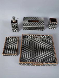 Elegant Floral Design MDF <b>Printed</b> Customized Portable <b>Bathroom</b> Set with Soap Dispenser & Tumbler Tray <b>for</b> Vanity Use - Product Image 2