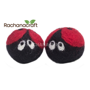 Boule de dessiccateur de feutre de laine de thème de coccinelle de couleur noire rouge pour la maison hôtel et restaurant boules de séchage de blanchisserie faciles à utiliser écologiques - Product Image 2