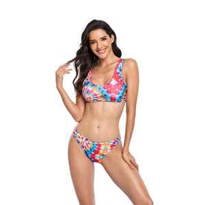 ชุดบิกินี่ผ้าคุณภาพพรีเมียม ไซส์ปกติ ชุดว่ายน้ำผู้หญิง เนื้อผ้ายืดหยุ่นสูง พิมพ์ลายทันสมัย ชุดชายหาด 2 ชิ้น - Product Image 2