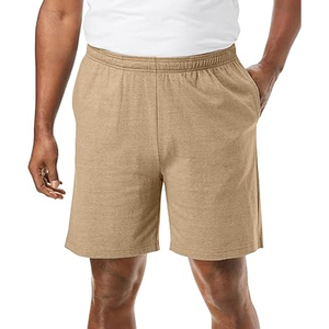 Shorts décontractés en coton pour hommes, taille élastique, couleur unie, shorts de détente d'été, logo personnalisé, vente en gros d'usine OEM - Product Image 1