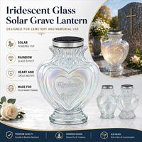 Lanterne solaire en verre pour cimetière avec motif croix et rose, design commémoratif, vente en gros, bougie commémorative Znicz, pot à bougie