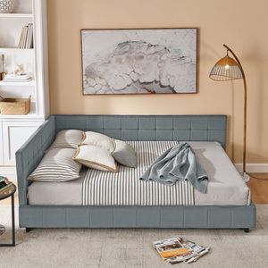Letto Queen Size Imbottito con Schienale e Braccioli Confortevoli, Divano Letto Queen Size per Camera da Letto e Soggiorno - Product Image 4