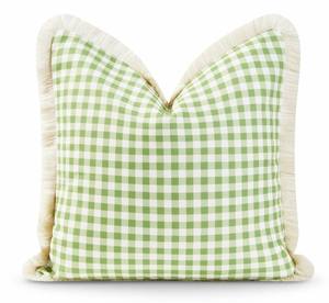 Housse de coussin bohème 100 % coton tissé à carreaux avec franges, housse de coussin décorative à carreaux, housse de coussin de canapé à pompons style ferme - Product Image 5