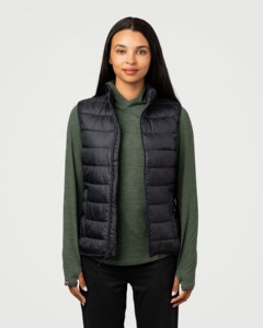 Women's <b>Quilted</b> Puffer Vest Stand Collar Zip <b>Waistcoat</b> Lightweight Windproof Sleeveless Outerwear Streetwear Front Logo - Product Image 3