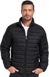 <b>Men's</b> Lightweight Packable Down Coat Waterproof Winter Hooded Stand Collar 100% Down Custom Quilted Storage <b>Pouch</b> - Product Image 3