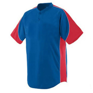 Ensemble uniforme de baseball pour homme, bleu et rouge, manches courtes, boutons sur le devant, tissu polyester respirant et anti-humidité - Product Image 2