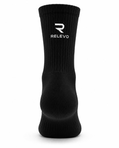 Relevo Men's Crew Compression <b>Socks</b> <b>Black</b> Spandex/Nylon Knitted Breathable Athletic Running Winter Standard Thickness - Product Image 5