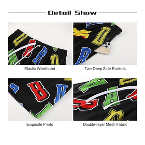 2024 Men's Sports Beach <b>Pants</b> Casual American Fitness Running Basketball Shorts Heavyweight <b>Mesh</b> Drawstring Elastic Waist Canvas - Product Image 6