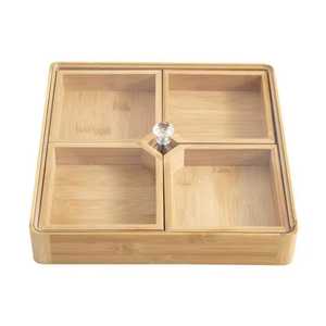 Oval 2 Compartment Wooden Serving Bowl Natural Acacia Wood Divided Snack <b>Platter</b> Eco Friendly Nuts Candy Dipping Sauce Dish - Product Image 4