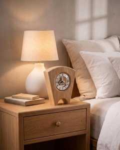 Rustic Wooden Desk <b>Clock</b> with Natural Wood Finish - Product Image 3