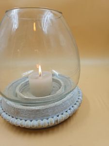 Modern Glass <b>Hurricane</b> Candle Holder with Wooden Beaded Base Decorative Tabletop Candle <b>Lantern</b> Home Decor - Product Image 3