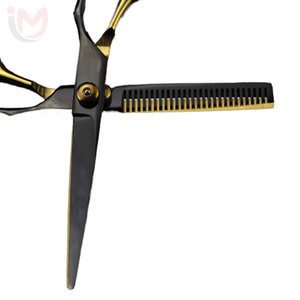 Ciseaux de coiffure professionnels de 6 pouces en or, pour effiler et couper, avec manche en acier inoxydable, pour droitiers, pour coiffeurs - Product Image 2