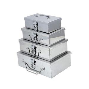Metal Storage <b>Box</b> Set 4 Layer Rectangular <b>Stackable</b> With Handles Durable Industrial Design For <b>Tools</b> Heavy Duty Trunk - Product Image 1