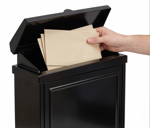 Boîte aux lettres murale en acier noir de qualité supérieure avec serrure à clé, finition thermolaquée étanche, accès frontal pour un rangement sécurisé des courriers - Product Image 2