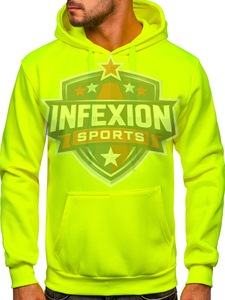 Infexion Sports Men's Hooded florescent Sweatshirt Regular Fit Fleece Casual Pullover With Front Pocket And Logo Print - Product Image 1