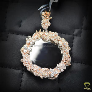 Collar de Diseño con Colgante Circular Floral, Diamante Cultivado en Laboratorio, Estilo Hip Hop, Joyería de Lujo - Product Image 5