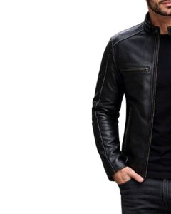 Chaqueta de Motociclista para Hombre, Diseño Clásico con Letra Bordada, Cuero Genuino, Corte Ajustado, Color Marrón - Product Image 5