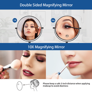 Espejo de Maquillaje de Pared de 8 Pulgadas con Giro de 360 Grados y Brazo Extensible, Ampliación 1X/10X - Product Image 3