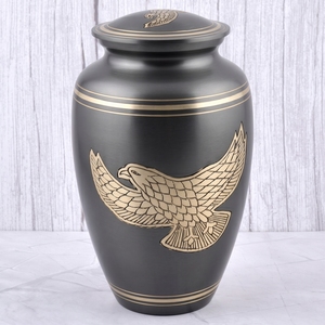 Black and Gold Floral Brass Adult Cremation <b>Urn</b> with Polished Finish for Human Ashes, Funeral Memorial and Burial <b>Urn</b> - Product Image 6