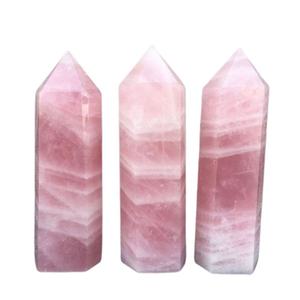 Pierre de guérison en Quartz Rose naturel, prismes hexagonaux, tour de Quartz, baguette d'obélisque, ornements en pierre, décoration de la maison, cadeau - Product Image 6
