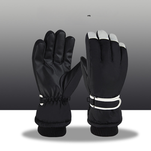Ski <b>Gloves</b> Full Finger Black Polyester Thermal Insulated Drawstring Closure Unisex Winter Outdoor Activity - Product Image 6