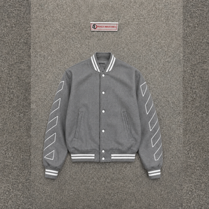 Blouson universitaire homme en laine grise premium 100 %, tendance, avec boutons en corne, élégant, respirant, col rabattable, coupe classique pour l'hiver - Product Image 5