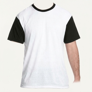 Camiseta unisex 100% poliéster para hombre, cuello redondo, manga corta, color blanco o negro, lisa, de punto, superventas - Product Image 1
