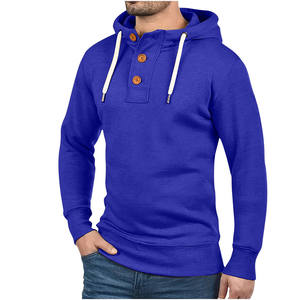 Sweat-shirts pour hommes 100% coton molletonné à capuche décontractés avec poche écologiques respirants toutes saisons bleus en solde - Product Image 5