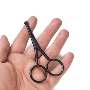 Ciseaux de toilettage multi-usages en acier inoxydable noir – Pointe droite extra-affûtée pour sourcils, poils du nez, moustache et barbe - Product Image 3