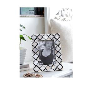 Cadre photo en MDF et résine, incrustation de nacre, motif floral, fait main, aspect premium, prix usine bas. - Product Image 1