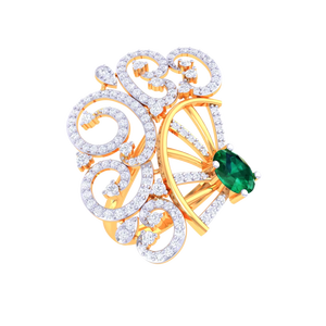 Anillo de Dedo Nupcial Étnico con Diamantes y Filigrana Ornamentada de Estilo Victoriano Vintage - Product Image 1