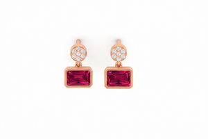 Pendientes de Oro de 14 Quilates con Rubíes Naturales y Diamantes, Joyería Fina para Aniversario, Fiesta y Regalo - Product Image 1