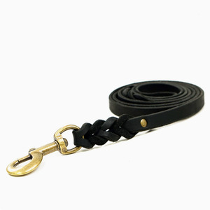 Genuine Leather Braided <b>Dog</b> <b>Leash</b> Heavy Duty Pet Training Walking Lead Strong Bronze Hook Durable Rope - Product Image 3