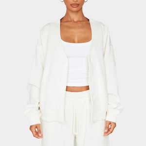 2026 Breathable Women's <b>White</b> Knitted <b>2</b>-<b>Piece</b> Casual <b>Set</b> Full Sleeve Loose Fit O-Neck Top Wide Leg Pants Solid Color Fleece <b>Set</b> - Product Image 4