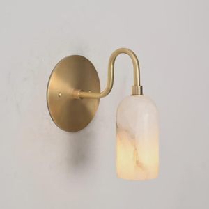 Lámpara de Pared Cilíndrica de Alabastro Estilo Moderno de Mediados de Siglo, Lámpara de Pared de Latón con Piedra Natural de Lujo, Elegante Lámpara de Vanidad para Interiores - Product Image 2