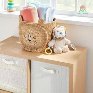 Hot Item <b>Wicker</b> Woven Water Hyacinth Eco-Friendly Circle Laundry <b>Baskets</b> Cute Animal Design Kids & Teen <b>Storage</b> Baby Room Decor - Product Image 3