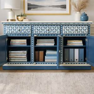 Bone Inlay Handmade Storage Green Striped Pattern Modern Luxury <b>6</b>-<b>Drawer</b> Dresser for Bedroom Living Room Chest <b>Drawers</b> - Product Image 4