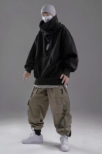Streetwear Mens Oversized Heavyweight Hoodie With <b>Neck</b> <b>Gaiter</b> - Product Image 4