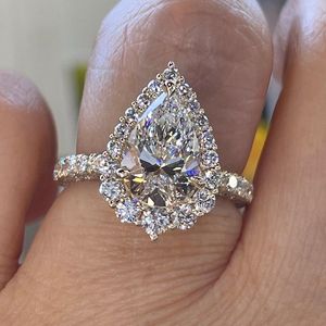 2.0 Ct Pear Cut Moissanite Diamond 14k Solid Gold Engagement <b>Ring</b> Customize Luxury Fine Jewelry <b>Ring</b> For Her Anniversary Gifts - Product Image 1