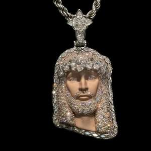 Iced Out Jesus Christus Anhänger VVS Moissanit Hip Hop Religiöse Halskette Luxus Maßgefertigter Gold-Anhänger Schmuck - Product Image 1