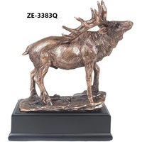 Figurine de cerf en bronze plaqué or, sculpture animale, objet de collection, statuette décorative, moulage 3D complet