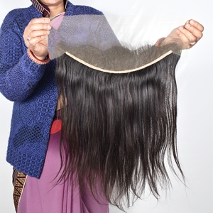 Extensions de cheveux humains indiens Remy 13x4 Frontal non traités, cuticules alignées, double trame machine, à clipser, tissage naturel, cheveux profonds - Product Image 5