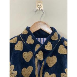 Hand Embroidered Velvet Knitted Cotton <b>Jacket</b> <b>Women</b> Mandarin Collar Full Sleeve Floral Pattern Open Front Prairie Winter/<b>Spring</b> - Product Image 2