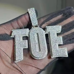 Colgante de Letra Foe, Chapado en Plata 925, con Diamantes, Estilo Hiphop, Joyería para Hombre - Product Image 1