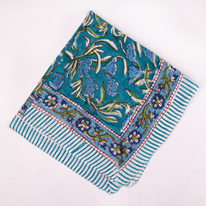 Dark Green Floral Print Square Scarf Cotton Casual Multifunctional Breathable Winter Summer Bandana Neckwear for Adults - Product Image 5